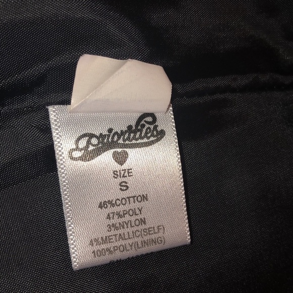 Priorities Black Jacquard Mid-Sleeve Cropped Jacket Size Small - Picture 11 of 12